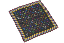 Load image into Gallery viewer, LOUIS VUITTON ルイヴィトン スカーフ 村上隆 ブラック マルチカラー M71916 シルク イタリア 製美品 中古 54196