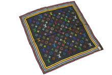 Load image into Gallery viewer, LOUIS VUITTON ルイヴィトン スカーフ 村上隆 ブラック マルチカラー M71916 シルク イタリア 製美品 中古 54196