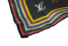 Load image into Gallery viewer, LOUIS VUITTON ルイヴィトン スカーフ 村上隆 ブラック マルチカラー M71916 シルク イタリア 製美品 中古 54196