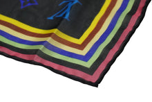 Load image into Gallery viewer, LOUIS VUITTON ルイヴィトン スカーフ 村上隆 ブラック マルチカラー M71916 シルク イタリア 製美品 中古 54196