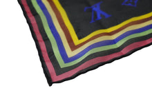 Load image into Gallery viewer, LOUIS VUITTON ルイヴィトン スカーフ 村上隆 ブラック マルチカラー M71916 シルク イタリア 製美品 中古 54196