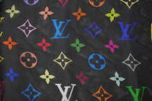 Load image into Gallery viewer, LOUIS VUITTON ルイヴィトン スカーフ 村上隆 ブラック マルチカラー M71916 シルク イタリア 製美品 中古 54196