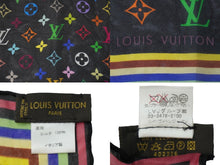 Load image into Gallery viewer, LOUIS VUITTON ルイヴィトン スカーフ 村上隆 ブラック マルチカラー M71916 シルク イタリア 製美品 中古 54196