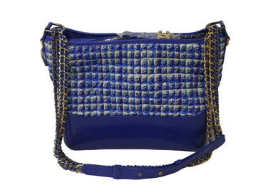 CHANEL シャネル ガブリエルドゥ ショルダーバッグ 27番台 ココマーク ブルー ゴールド シルバー金具 ツイード 美品 中古 54225