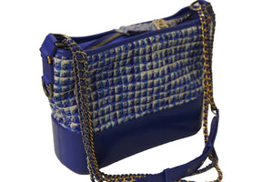 CHANEL シャネル ガブリエルドゥ ショルダーバッグ 27番台 ココマーク ブルー ゴールド シルバー金具 ツイード 美品 中古 54225