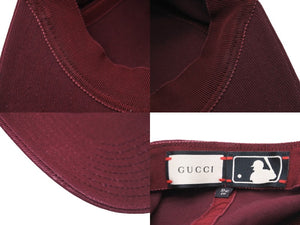 GUCCI グッチ NY YANKEES ニューヨークヤンキース キャップ 538565 ベースボールキャップ バタフライ ワインレッド 良品 中古 54229 