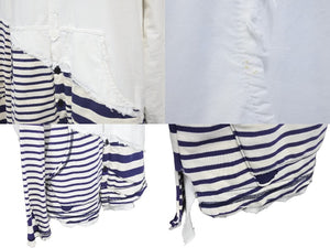 Greg Lauren グレッグローレン ボーダー ジャケット 再構築 コットン ホワイト ネイビー サイズL 美品 中古 54249