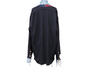 GREG LAUREN グレッグローレン 再構築 ペンシルストライプ ジャケット マルチカラー パッチ 916983 サイズ3 中古 54251