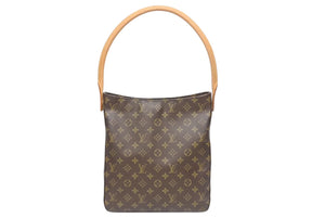極美品 LOUIS VUITTON ルイヴィトン ルーピングGM ハンドバッグ モノグラム M51145 ブラウン ゴールド金具 中古 4b005427