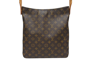 極美品 LOUIS VUITTON ルイヴィトン ルーピングGM ハンドバッグ モノグラム M51145 ブラウン ゴールド金具 中古 4b005427