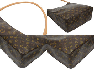 極美品 LOUIS VUITTON ルイヴィトン ルーピングGM ハンドバッグ モノグラム M51145 ブラウン ゴールド金具 中古 4b005427
