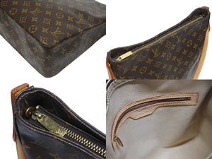 極美品 LOUIS VUITTON ルイヴィトン ルーピングGM ハンドバッグ モノグラム M51145 ブラウン ゴールド金具 中古 4b005427