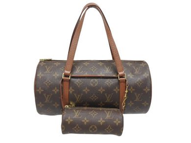 極美品 LOUIS VUITTON ルイヴィトン パピヨン30 ハンドバッグ M51385 筒型 モノグラムキャンバス ブラウン 中古 4b005443