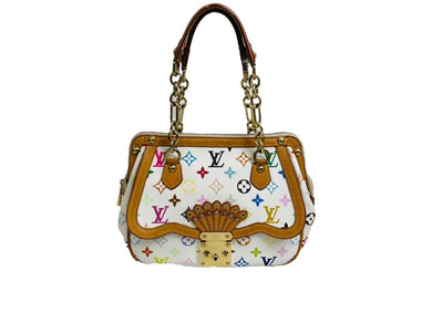 LOUIS VUITTON ルイヴィトン ハンドバッグ M92590 グレイシーMM ホワイト モノグラム マルチカラー ゴールド金具 良品 中古 54445