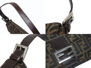 FENDI フェンディ ハンドバッグ ズッカ柄 マンマバケット ブラウン キャンバス レザー 26424 シルバー金具 美品 中古 4b005445