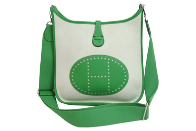 HERMES エルメス エブリン3 PM ショルダー バッグ トワルアッシュ ヴェールジェイド Z刻印 シルバー 金具 美品 中古 54462