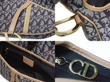 Load image into Gallery viewer, 極美品 Christian Dior クリスチャンディオール ハンドバッグ トロッター柄 サドルバッグ キャンバス レザー ブラウン 中古 4b005450
