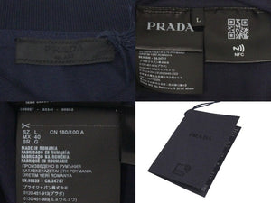 未使用品 PRADA プラダ ポロシャツ 半袖 トップス 2022年 DNA497 S101 1JQL コットン ネイビー サイズL メンズ 中古 54595 