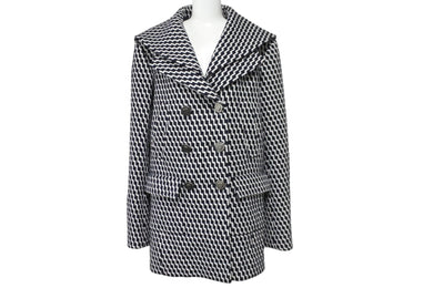 CHANEL シャネル ジャケット コート ハンブルグ ジグザグ P59081V39106 ブラック ホワイト サイズ40 シルバー金具 美品 中古 54596
