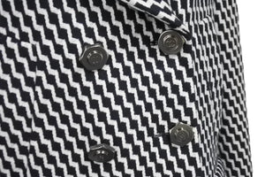 CHANEL シャネル ジャケット コート ハンブルグ ジグザグ P59081V39106 ブラック ホワイト サイズ40 シルバー金具 美品 中古 54596
