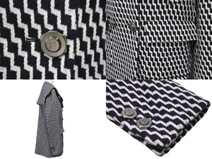 CHANEL シャネル ジャケット コート ハンブルグ ジグザグ P59081V39106 ブラック ホワイト サイズ40 シルバー金具 美品 中古 54596