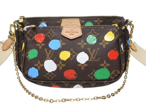 新品同様 LOUIS VUITTON ルイヴィトン 草間彌生 ミュルティ ポシェット アクセソワール M46385 モノグラムキャンバス マルチカラー 中古 4b005471