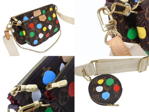 新品同様 LOUIS VUITTON ルイヴィトン 草間彌生 ミュルティ ポシェット アクセソワール M46385 モノグラムキャンバス マルチカラー 中古 4b005471