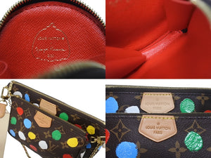 新品同様 LOUIS VUITTON ルイヴィトン 草間彌生 ミュルティ ポシェット アクセソワール M46385 モノグラムキャンバス マルチカラー 中古 4b005471
