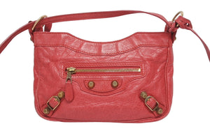 極美品 BALENCIAGA バレンシアガ ジャイアントヒップ ショルダーバッグ 237203 5740 レザー レッド ゴールド金具 中古 4b005476