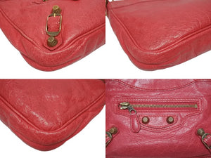 極美品 BALENCIAGA バレンシアガ ジャイアントヒップ ショルダーバッグ 237203 5740 レザー レッド ゴールド金具 中古 4b005476