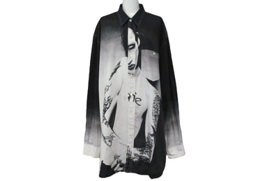 VETEMENTS ヴェトモン 長袖シャツ マリリンマンソンプリントオーバーサイズ ブラック サイズS 18AW UAH19SH301 美品 中古 54794 