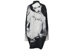 VETEMENTS ヴェトモン 長袖シャツ マリリンマンソンプリントオーバーサイズ ブラック サイズS 18AW UAH19SH301 美品 中古 54794 