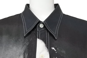 VETEMENTS ヴェトモン 長袖シャツ マリリンマンソンプリントオーバーサイズ ブラック サイズS 18AW UAH19SH301 美品 中古 54794 