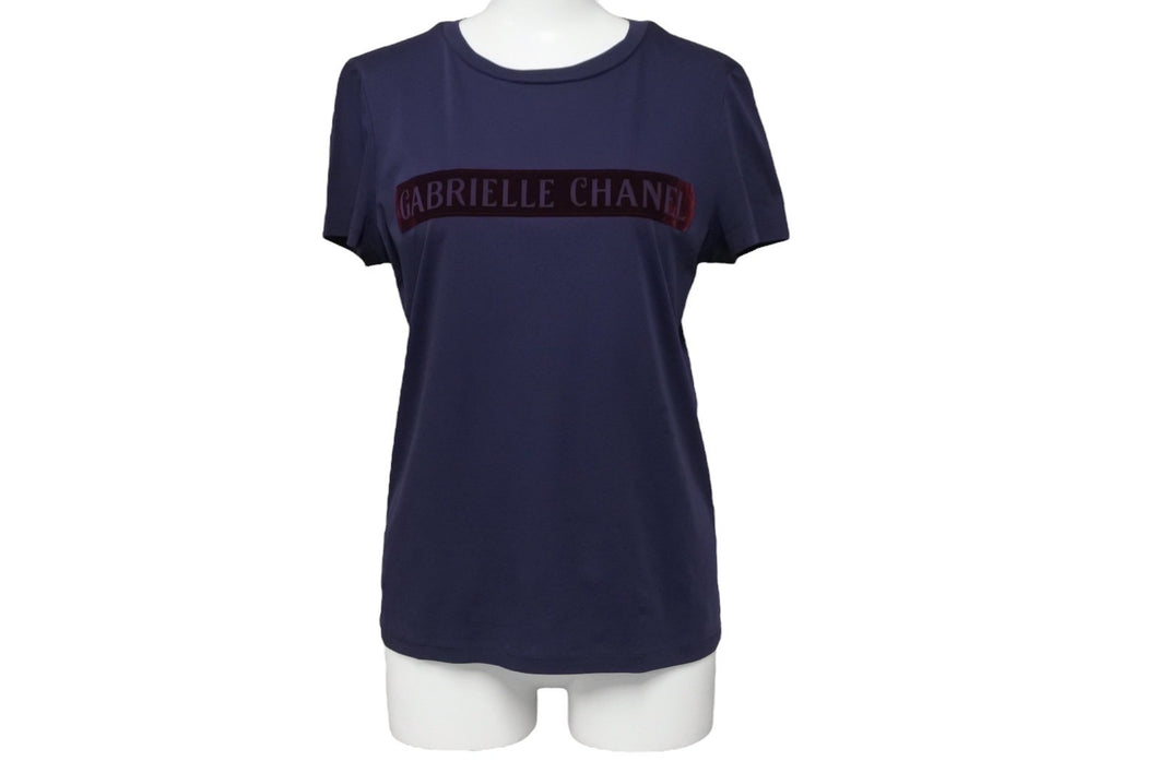 CHANEL シャネル 半袖Ｔシャツ ボルドー ガブリエル AW003 ネイビー コットン サイズ34 P57359K07506 美品 中古 54850