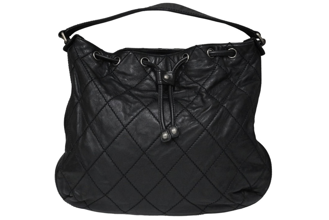 CHANEL シャネル ワンショルダーバッグ 11番台 ワイルドステッチ ラムスキン ブラック シルバー金具 美品 中古 54872