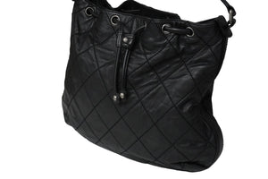 CHANEL シャネル ワンショルダーバッグ 11番台 ワイルドステッチ ラムスキン ブラック シルバー金具 美品 中古 54872