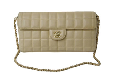 CHANEL シャネル チェーンショルダーバッグ チョコバー A15316 8番台 ベージュ ゴールド金具 美品 中古 54891