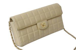 CHANEL シャネル チェーンショルダーバッグ チョコバー A15316 8番台 ベージュ ゴールド金具 美品 中古 54891