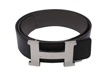 HERMES エルメス コンスタンス ベルト Hロゴ □P刻印 エプソン ボックスカーフ ブラック シルバー金具 サイズ90 美品 中古 54907