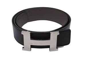 HERMES エルメス コンスタンス ベルト Hロゴ □P刻印 エプソン ボックスカーフ ブラック シルバー金具 サイズ90 美品 中古 54907