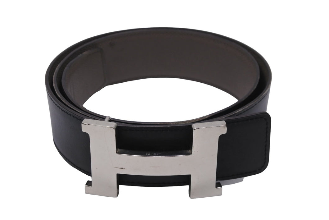 HERMES エルメス コンスタンス ベルト Hロゴ □P刻印 エプソン ボックスカーフ ブラック シルバー金具 サイズ90 美品 中古 54907
