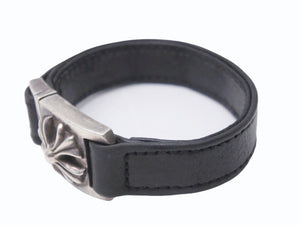 CHROME HEARTS クロムハーツ レザー ブレスレット CHX ハーネスクラスプ シルバー925 2003/.925刻印 38g 美品 中古 4b005491