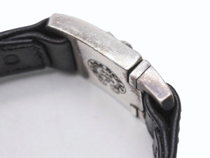 CHROME HEARTS クロムハーツ レザー ブレスレット CHX ハーネスクラスプ シルバー925 2003/.925刻印 38g 美品 中古 4b005491