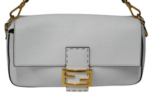 FENDI フェンディ ハンドバッグ マンマバケット 8BR600 ホワイト セレリア レザー ゴールド金具 美品 中古 54924