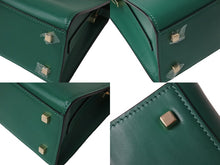 Load image into Gallery viewer, Valextra ヴァレクストラ ショルダーバッグ ハンドバッグ 2WAY イジィデ レザー グリーン ゴールド金具 レディース 美品 中古 54942