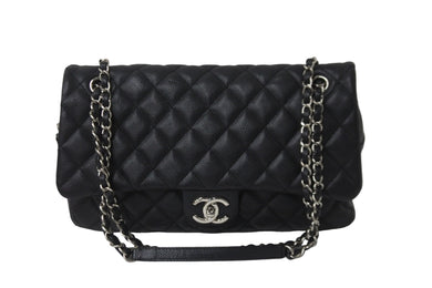 CHANEL シャネル ショルダーバッグ マトラッセ チェーン イージーキャリア キャビアスキン ブラック シルバー金具 美品 中古 54986