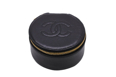 CHANEL シャネル ジュエリーケース ココマーク 2番台 ブラック キャビアスキン ゴールド金具 美品 中古 55028
