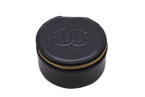 CHANEL シャネル ジュエリーケース ココマーク 2番台 ブラック キャビアスキン ゴールド金具 美品 中古 55028
