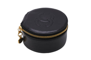 CHANEL シャネル ジュエリーケース ココマーク 2番台 ブラック キャビアスキン ゴールド金具 美品 中古 55028