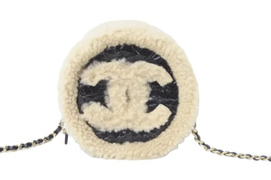 CHANEL シャネル ショルダーバッグ チェーンショルダー ムートン 28番台 ココマーク ブラック ゴールド金具 美品 中古 55086